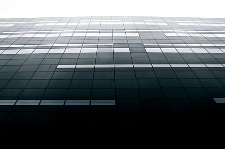 arkitektur, Black Diamond, svart-hvitt, bygge, København, Danmark, symmetrisk