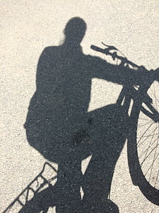 fiets, schaduw, zon, spiegelbeeld
