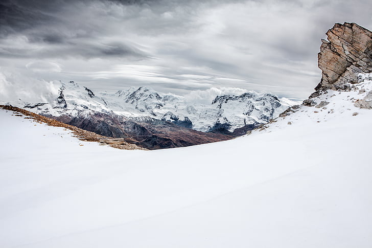 gorskih, ki zajema, sneg, oblak, hladno temperaturo, LED, pozimi
