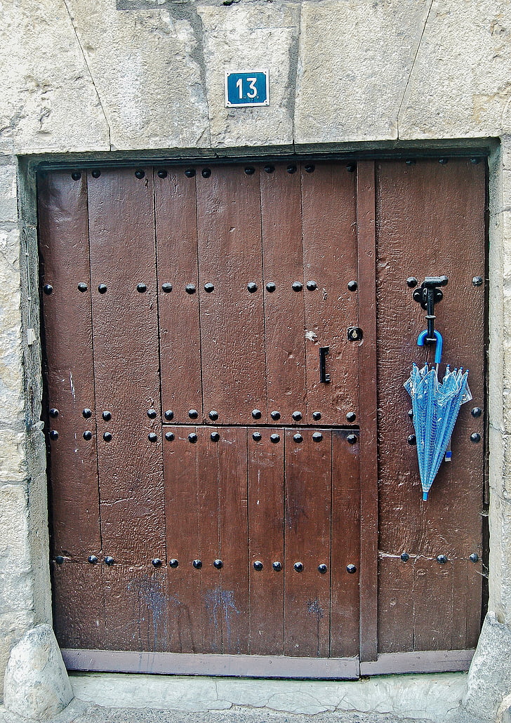 door, umbrella, brown, portal, house, metal, architecture