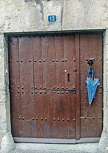 drzwi, parasol, brązowy, Portal, Dom, metalu, Architektura