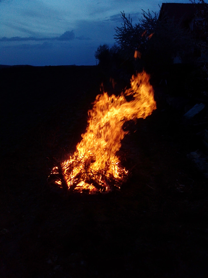 taborni ogenj, plamen, vroče, rumena, ogenj, lesa, gorijo