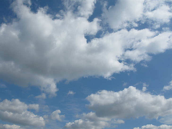 blue, sky, clouds, clear, weather, heaven, meteorology