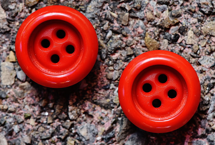 buttons, 4 holes, red, close, button, color
