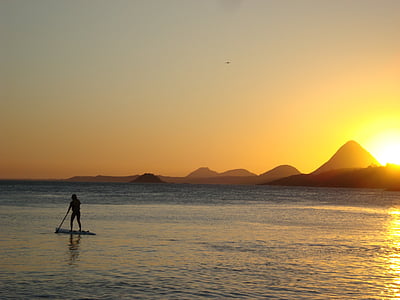 Plaża, zachód słońca, Brazylia
