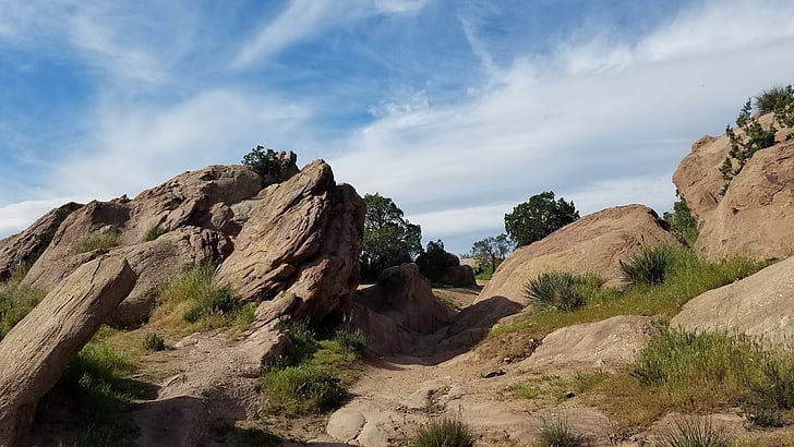 vazquez rocks, nature, california, terrain, feature, formation, geological