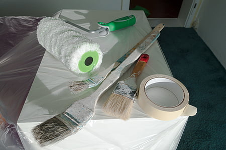 brush, roll, painter, painters masking, renovation, painter working, renovate