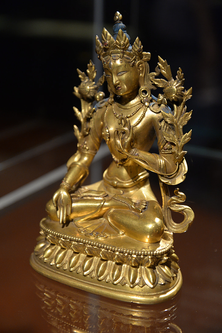 Buddha amitayus, bronz aurit, sculptura, Budism, China, Est