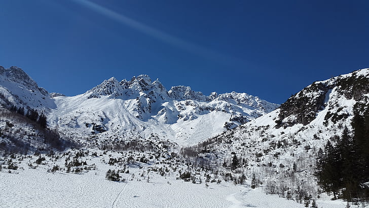 tinggi ujung miter, Allgäu, fiderepass, musim dingin, salju, pegunungan, warmatsgundtal