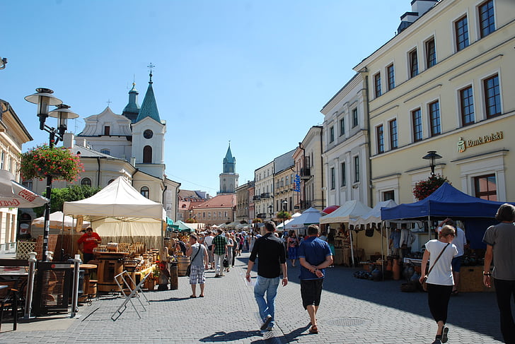 Feria, Lublin, Polonia, cadenas, la guita, centro histórico, casco antiguo