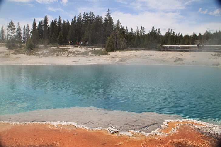 Yellowstone, Hot springs, GE, gêiser, térmica, paisagem, água