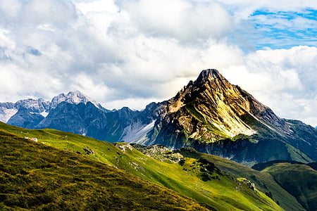 pedra de Áries, Alpina, Kleinwalsertal, montanhas, panorama da montanha, stein ótima memória ram, montanhas do vale de Walser