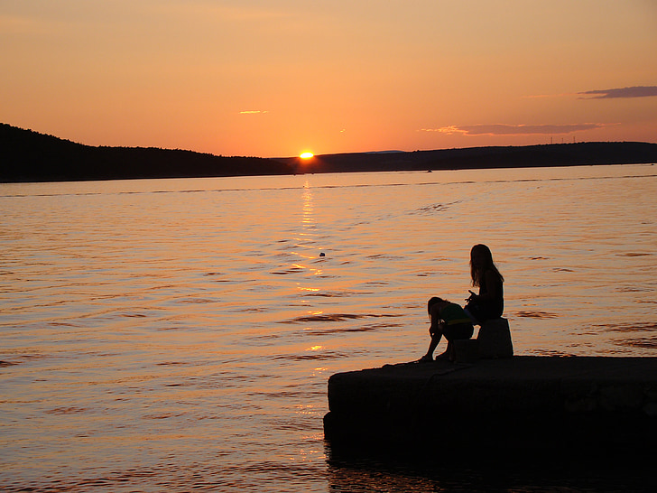 Croàcia, posta de sol, al costat del mar, romàntic, Mar, Adriàtic, paisatge