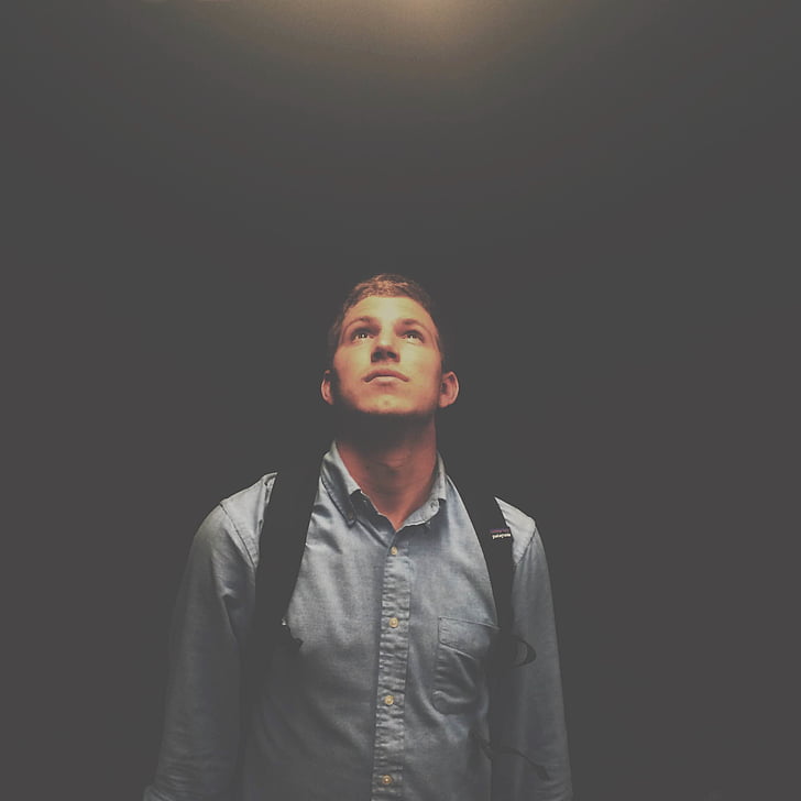 gray, dress, shirt, model, Man, looking up, one person