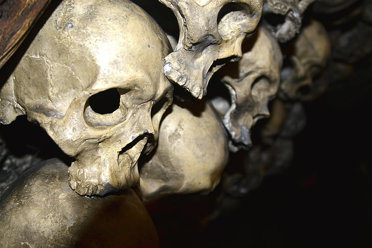 skelettet, skalle, läskiga
