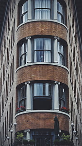 brown, white, building, showing, windows, window, architecture