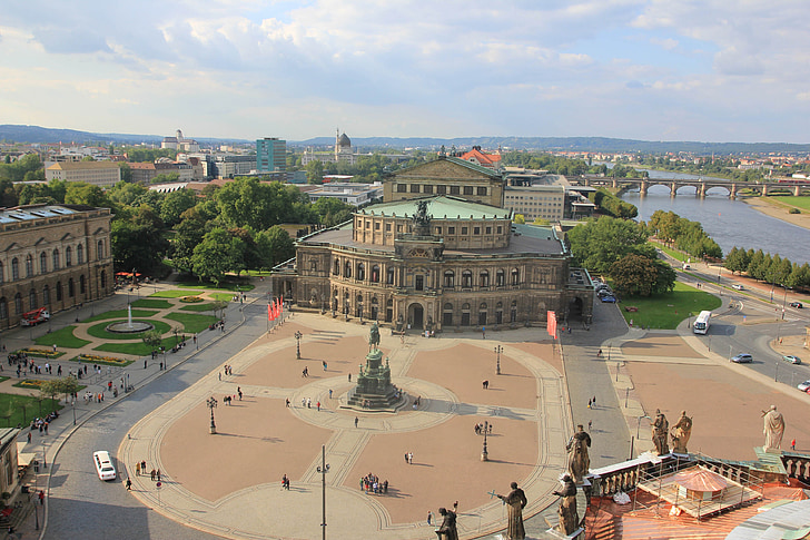 Dresden, Semper opera house, Ruang, patung, Pariwisata, pemulihan, Monumen