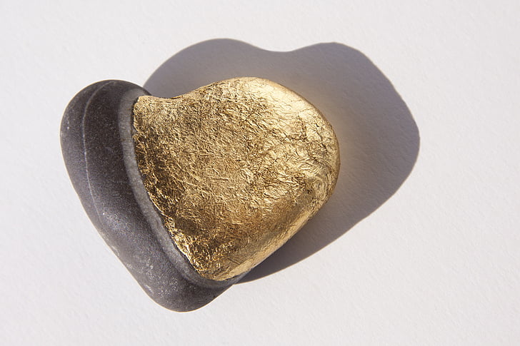 hjerte, Kærlighed, held og lykke, sten hjerte, forgyldt, Platt guld, Romance