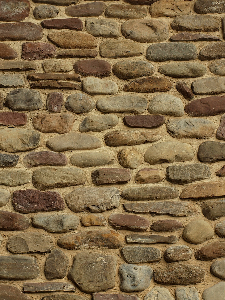 kivi, kivid, munakivisillutisega, seina, tekstuur, Mitmevärviline