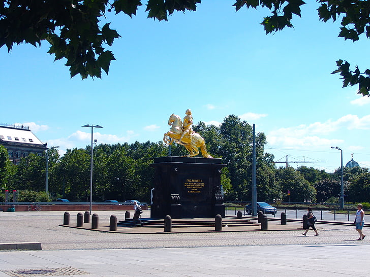 Dresden, Reiter, spomenik, konjeniška kip, Kip, zanimivi kraji, zlata