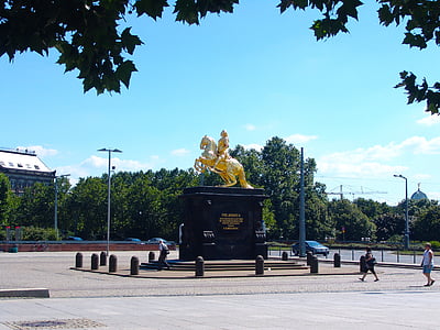 Дрезден, Райтер, Памятник, Конная статуя, Статуя, интересные места, золото