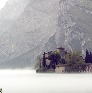 castel toblino, trentino, italy, fog, lake, amazement, magic