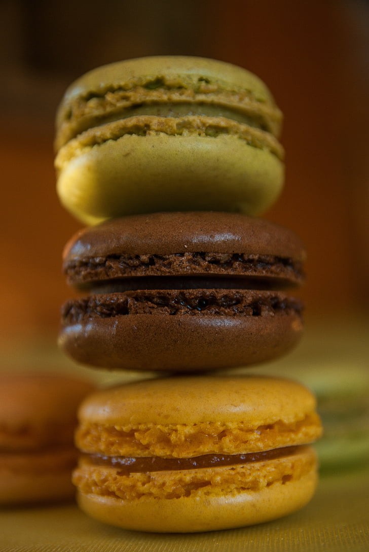 macaroons, cakes, pastry, biscuits, food and drink, stack, sweet food