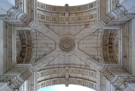 archway, dome, heritage, lisbon, ceiling, architecture, portugal