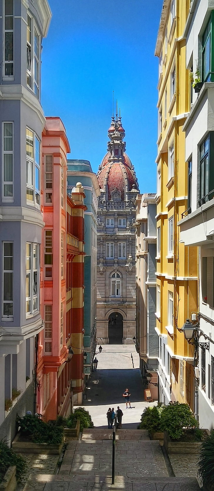 Coruña, Spanien, ar, arkitektur, stenarbeten, resor