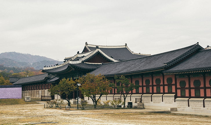paisaje, Corea, Seúl, Casa, antiguo edificio, Vintage
