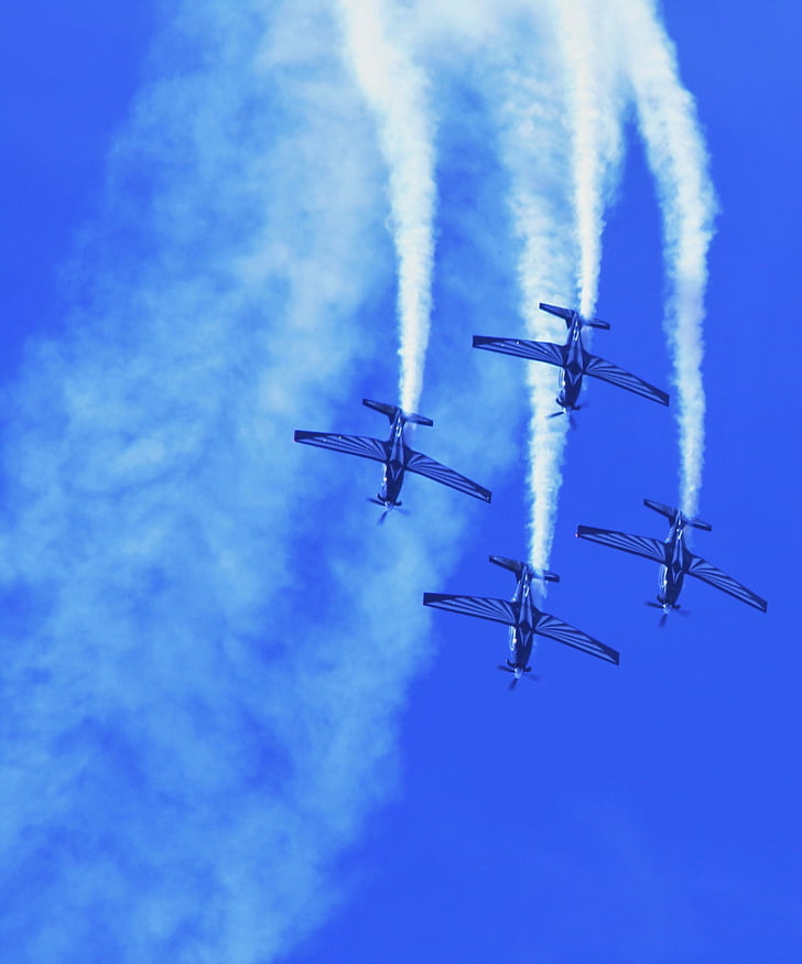 akrobatický tým stříbro falcon, letadla, Jet, Dovednost, kouř, bílá, stezka