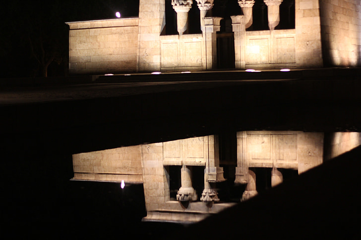 temple of debod, madrid, reflection
