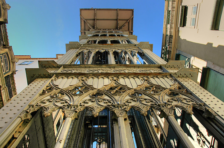elevador de santa justa, Lisboa, ascensor, cubierta de la observación, Turismo, construcción, arquitectura