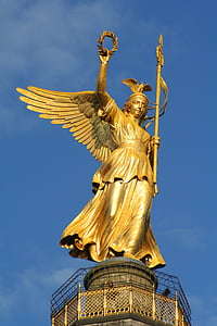 Berlin, Siegessäule, langit, modal, emas lain, bintang besar, objek wisata