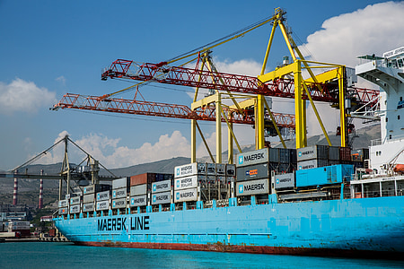 port, ship, crane, load, container, sea
