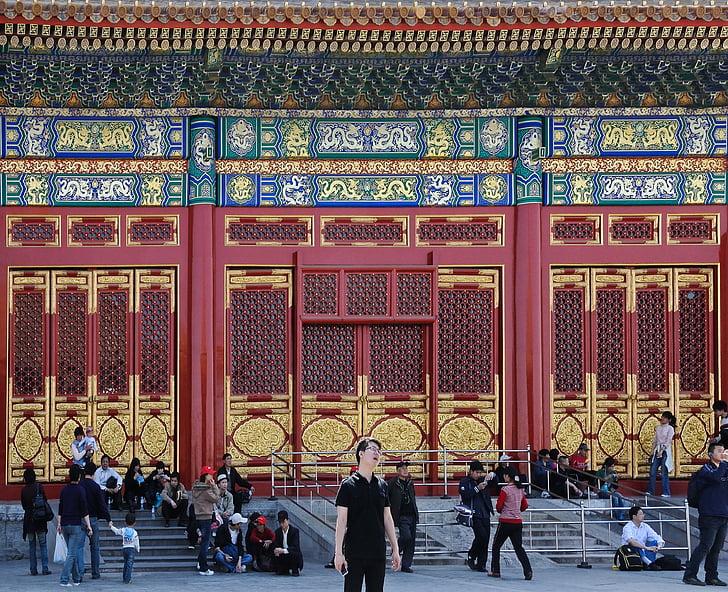 Pekin, Pekina, Aizliegtā pilsēta, durvis, Ķīna, arhitektūra, slavena vieta