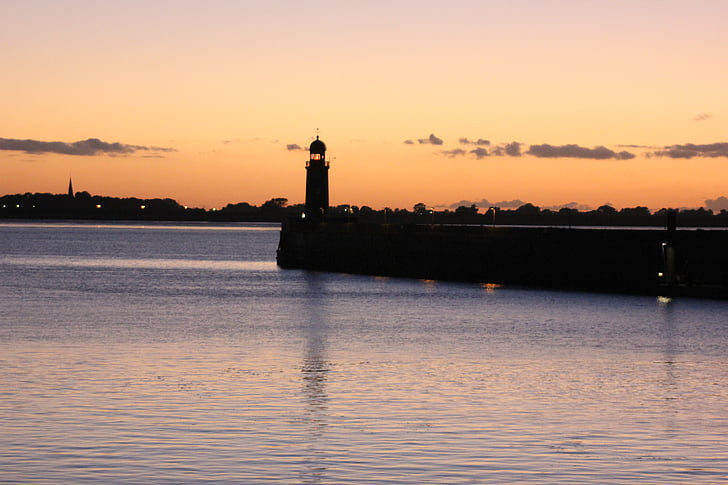 Bremerhaven, Lighthouse, solnedgång