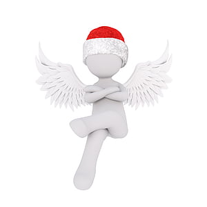 Noel, Beyaz erkek, tam vücut, Noel Baba şapkası, 3D modeli, şekil, izole