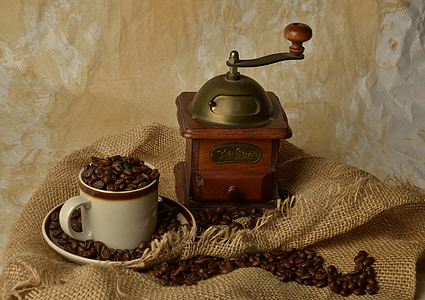 grinder, coffee, grain, cup, retro, grain coffee, bean