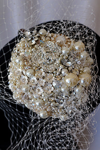 Perlen, Hochzeit, Braut, Rosa, Elfenbein, Kopfband, Retro