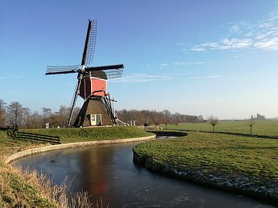 mill, holland, netherlands, landscape