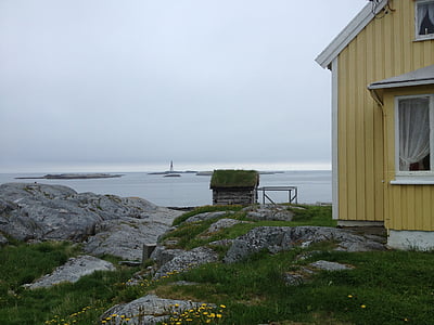 priľnavosť, Nórsko, Ostrov, more, svetlo, Lampáš Lighthouse, Beach