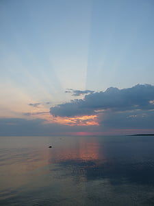 sunset, sea, sunrays, sky, roopa peninsula, saaremaa island, estonia