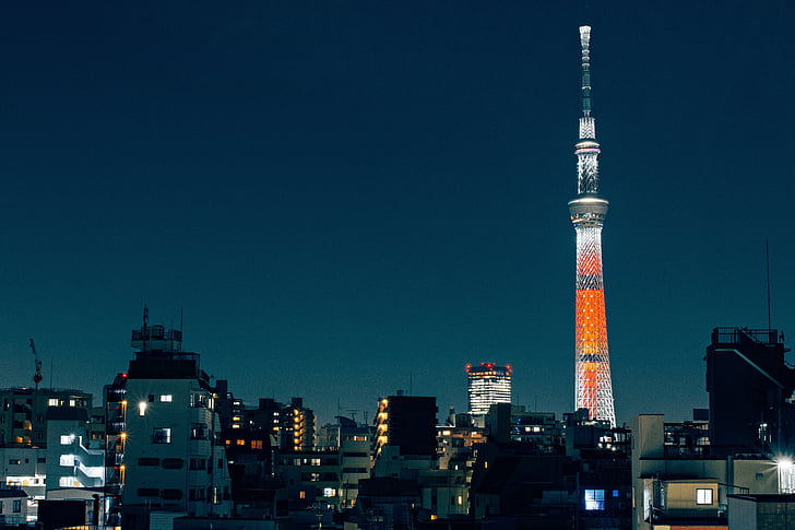 Tokyo, himmelen tree, Japan, bybildet, byen, arkitektur, tårnet