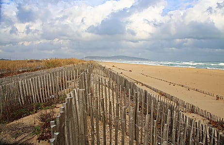 Beach, pesek, zapiranje, bež, palisada, obzorje, morje