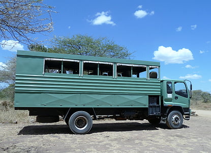 caminhão, safári, jipe, África, Quênia, Tanzânia, aventura