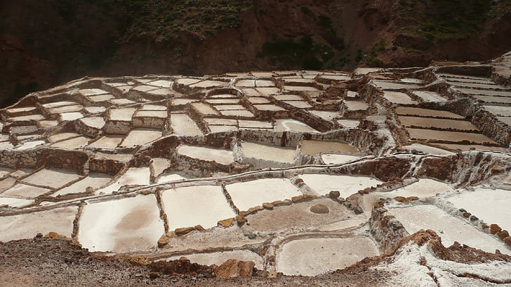 sůl, pánve, Peru, Salinas, Moray, Inca, archeologie