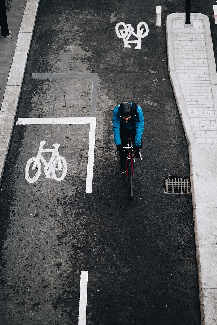 carrer, carretera, bicicleta, bicicletes, carril, persones, equitació