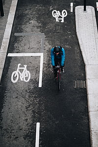 rua, estrada, bicicleta, bicicleta, Lane, pessoas, equitação