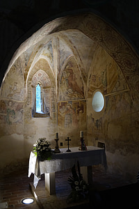 Църква, католическа, средновековна, стенопис, Унгария, християнски, религия